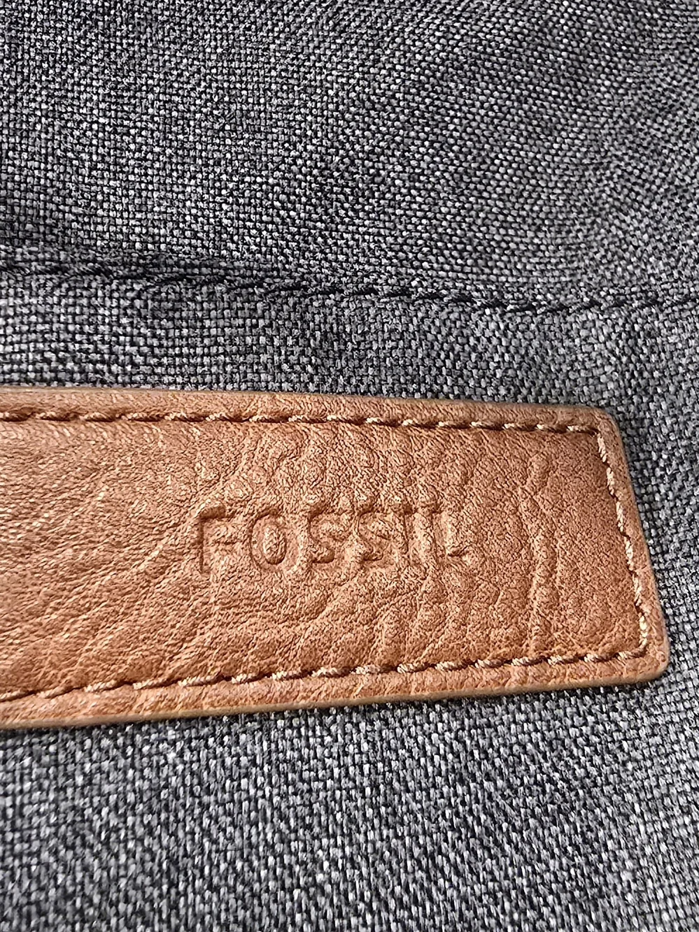 Fossil Men’s Denim Canvas & Brown Leather Duffle Bag